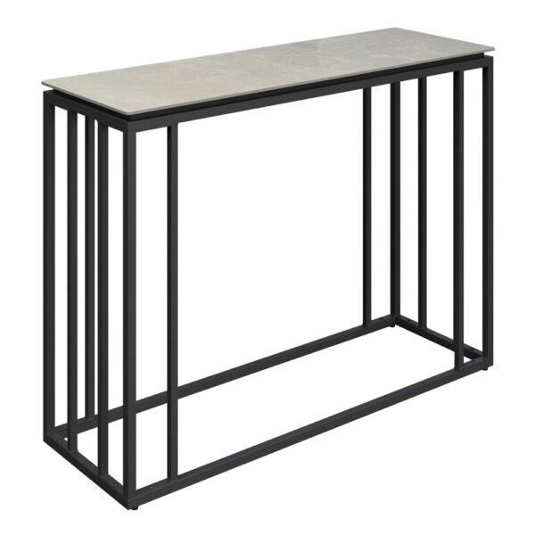 Casper Ceramic Console Table With Gunmetal Grey Frame In Grey