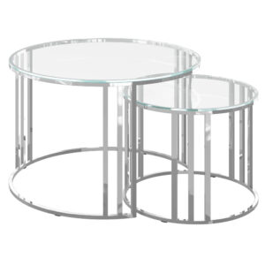 Eldon Clear Glass Nesting Coffee Tables With Chrome Frame