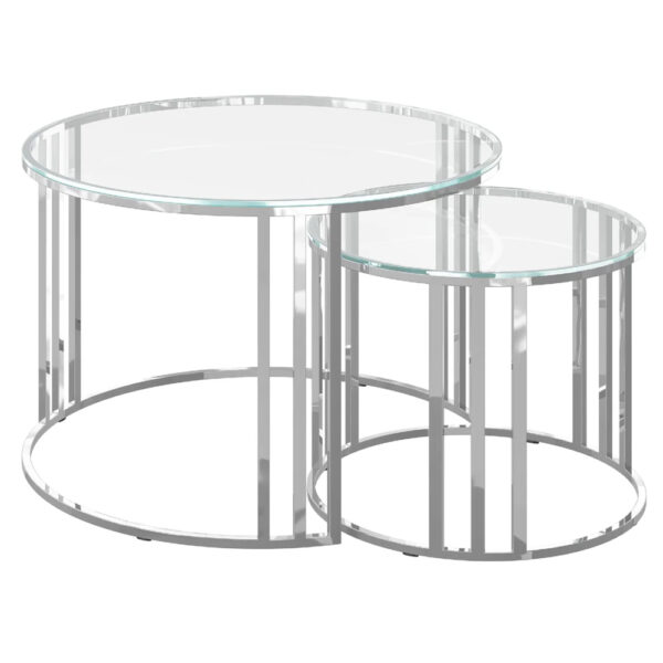 Eldon Clear Glass Nesting Coffee Tables With Chrome Frame