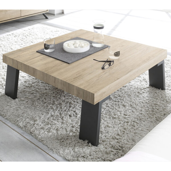 Heyford Wooden Coffee Table With Metal Legs In Sherwood Oak