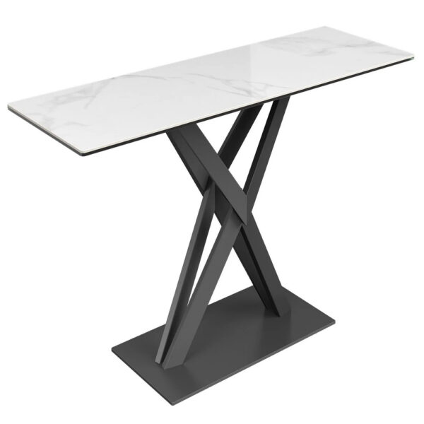 Kenosha Ceramic Glass Console Table In White Gloss