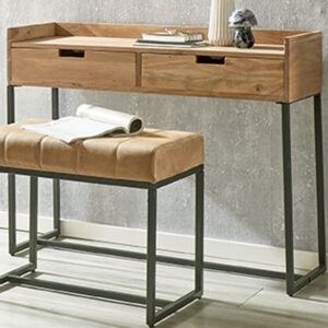 Ozark Large Wooden Console Table With 2 Drawers In Black Oak