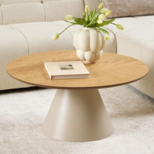 Stanford Large Wooden Coffee Table With Grey Base In Matt Oak