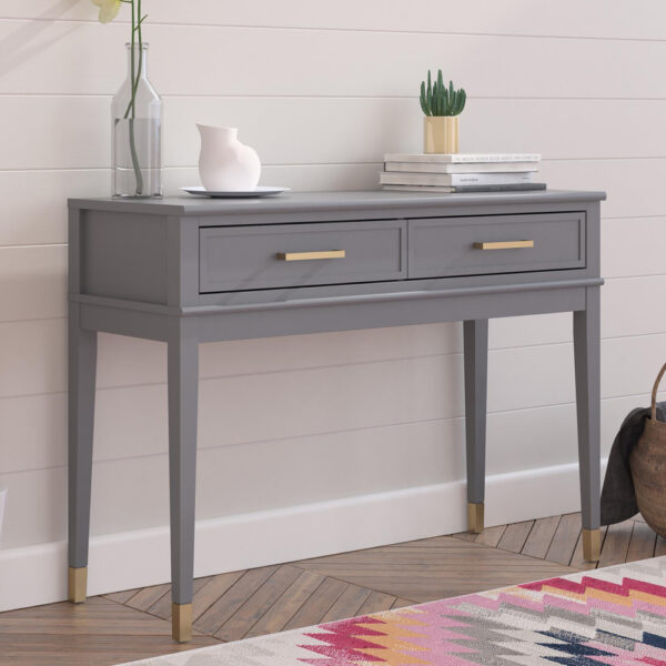 Wantagh Wooden Console Table With 2 Drawers In Graphite