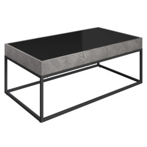 Edison Black Glass Coffee Table With Grey Metal Frame