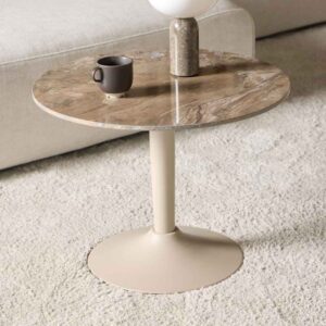 Macon Ceramic Round Coffee Table With Steel Base – Aberta Brown