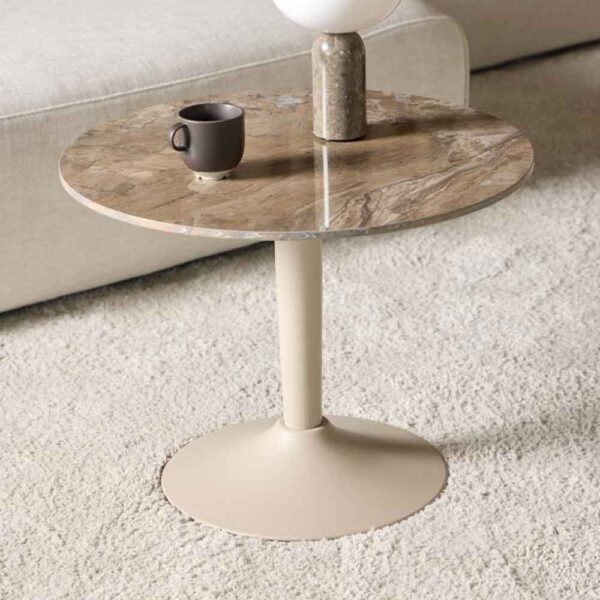 Macon Ceramic Round Coffee Table With Steel Base - Aberta Brown