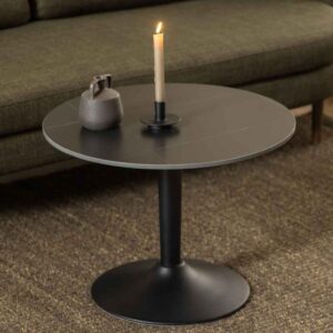 Macon Ceramic Round Coffee Table With Steel Base – Grantham Black