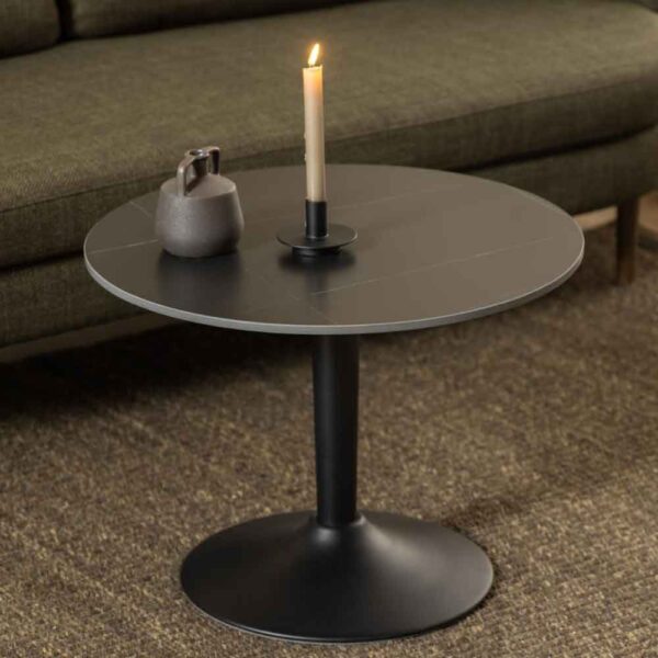 Macon Ceramic Round Coffee Table With Steel Base - Grantham Black