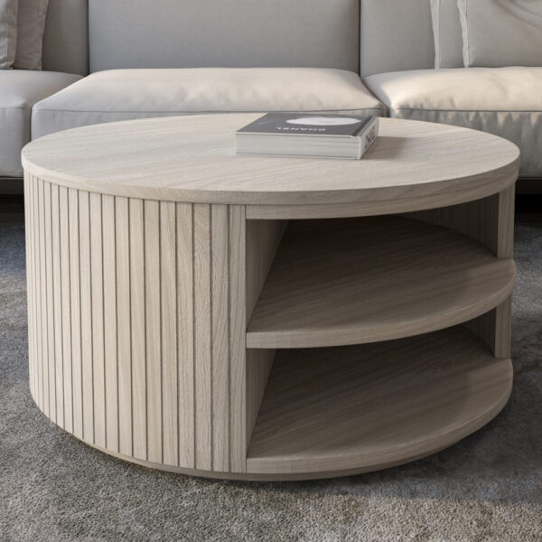 Sedalia Wooden Round Coffee Table In Whitewash