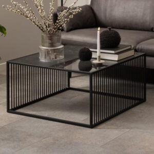 Surf Wooden And Glass Square Coffee Table In Black Izmir