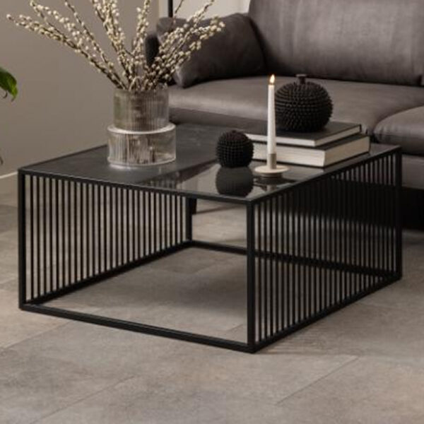 Surf Wooden And Glass Square Coffee Table In Black Izmir