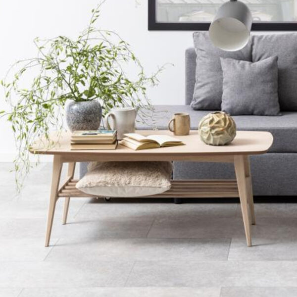 Wabeno Wooden Coffee Table With Undershelf In White Oak