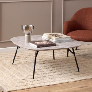 Caldwell Wooden Square Coffee Table In Grey Marble Effect