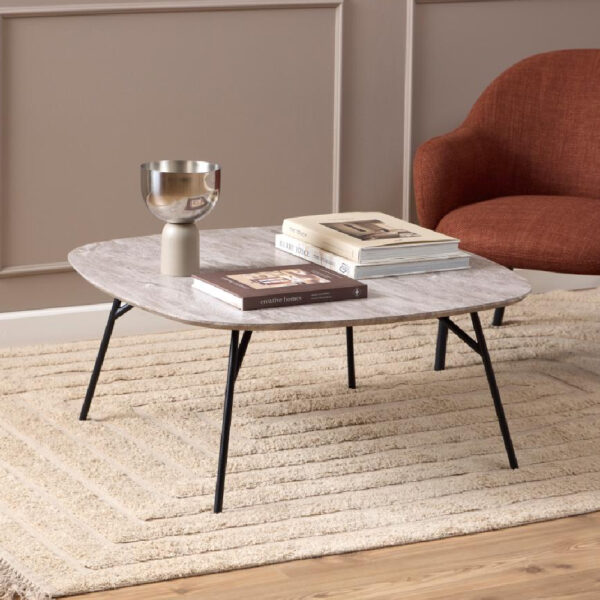 Caldwell Wooden Square Coffee Table In Grey Marble Effect