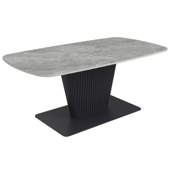 Castle Ceramic Coffee Table With Grey Wooden Base In Light Grey