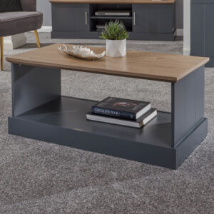 Kirkby Wooden Rectangular Coffee Table In Slate Blue And Oak