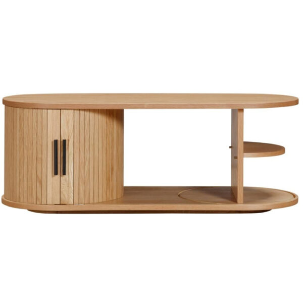Vevey Wooden Coffee Table With 2 Sliding Doors In Oak