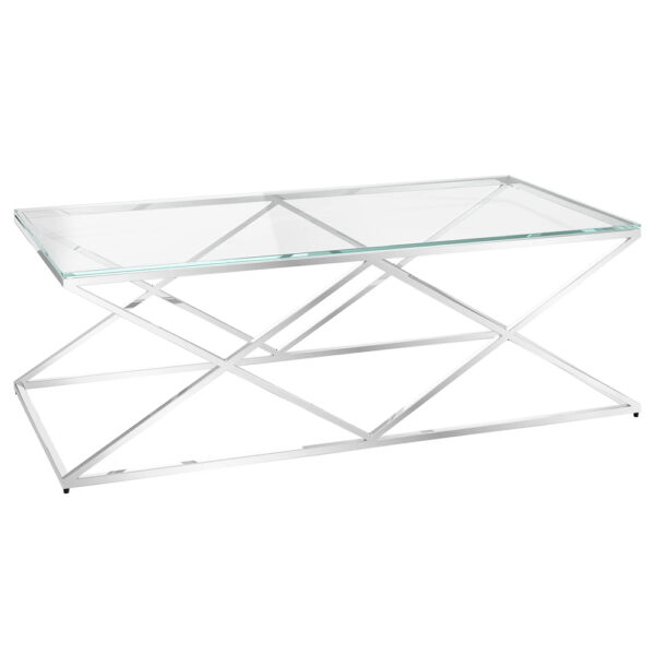 Victoria Clear Glass Coffee Table With Stainless Steel Frame