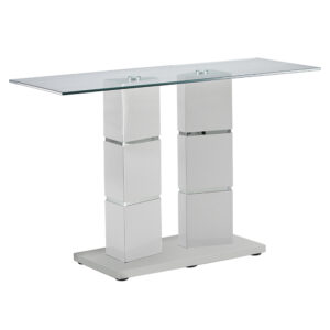 Viola Clear Glass Console Table With Polished Stainless Steel Base