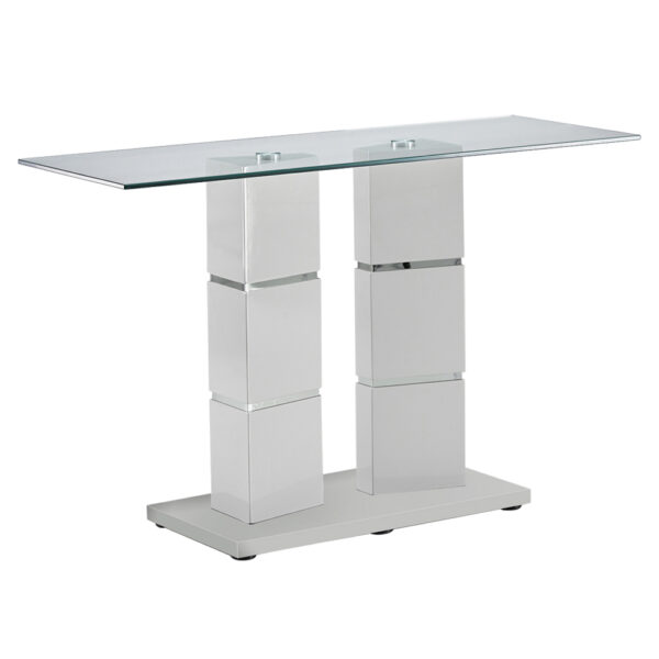 Viola Clear Glass Console Table With Polished Stainless Steel Base