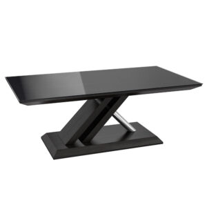 Xenia Black Glass Coffee Table In Grey Walnut