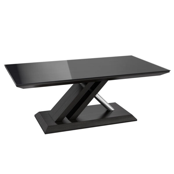 Xenia Black Glass Coffee Table In Grey Walnut