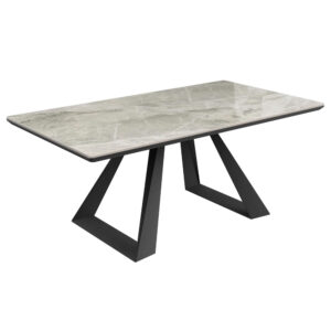 Laval Ceramic Glass Coffee Table In Grey Gloss