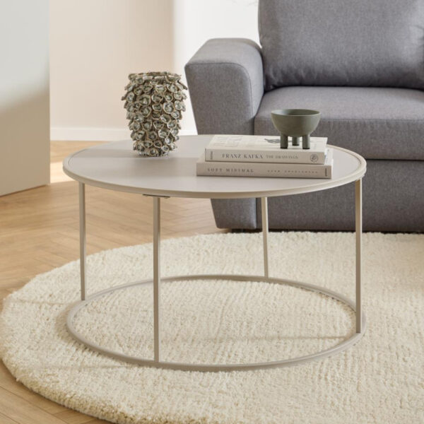 Salvo Melamine Round Coffee Table With Steel Base - Grey