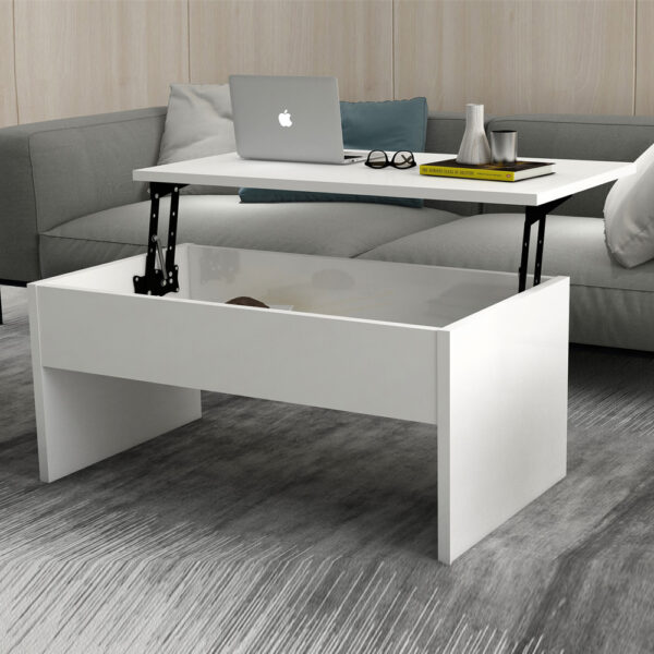 Vensaro Wooden Coffee Table With Storage In White