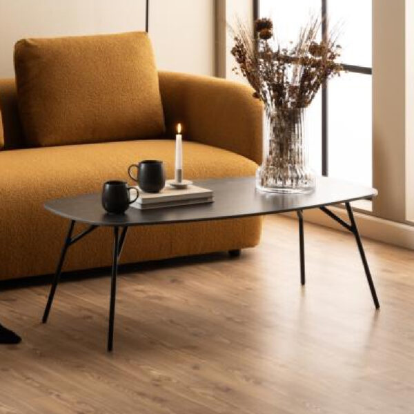 Caldwell Ceramic Rectangular Coffee Table In Black