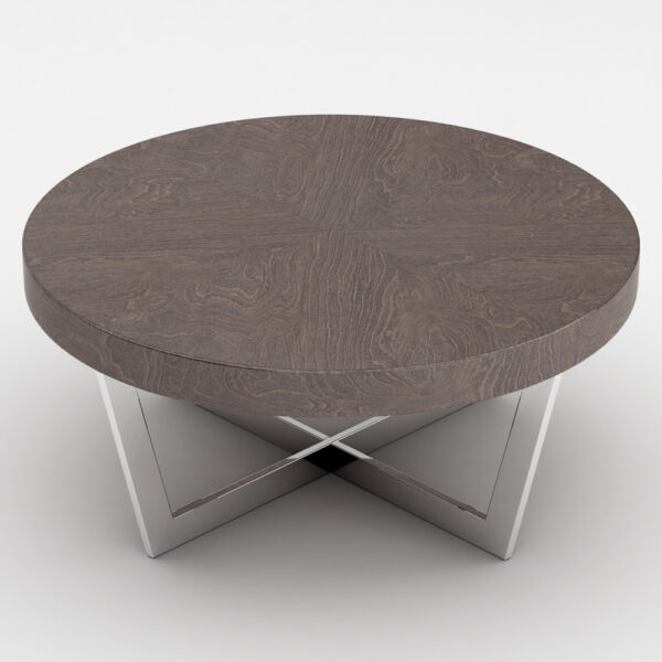 Napoli High Gloss Round Coffee Table With Steel Base In Acorn