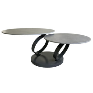 Oldham Ceramic Coffee Table With Steel Base In Matte Grey
