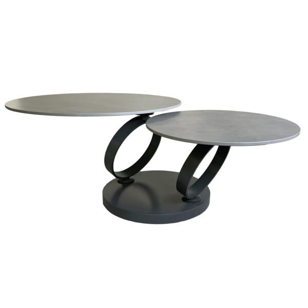 Oldham Ceramic Coffee Table With Steel Base In Matte Grey