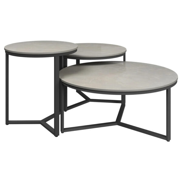 Rome Ceramic Nesting Coffee Tables In Grey
