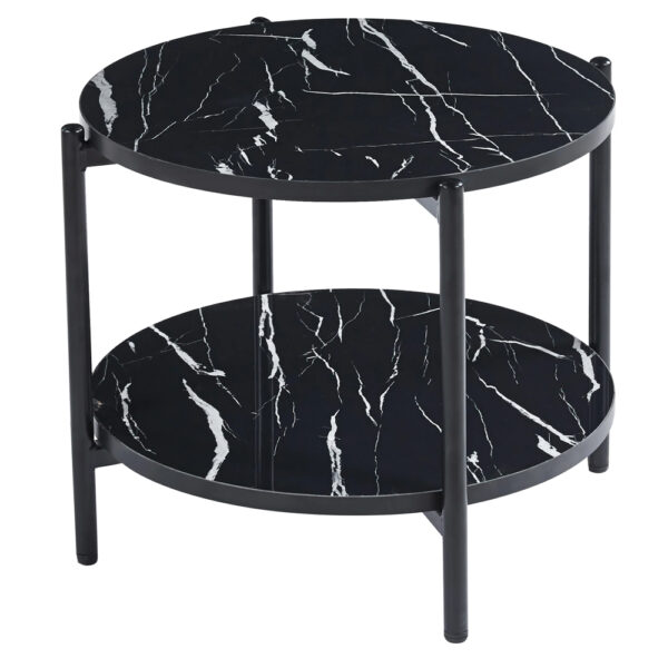 Vilna Large Gloss Black Marble Effect Coffee Table With Black Frame
