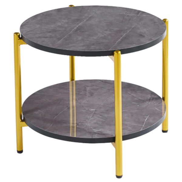 Vilna Large Gloss Grey Marble Effect Coffee Table With Gold Frame